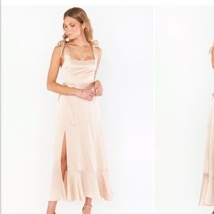 NWT Show Me Your Mumu Claire Dress in Champagne Satin Size XS